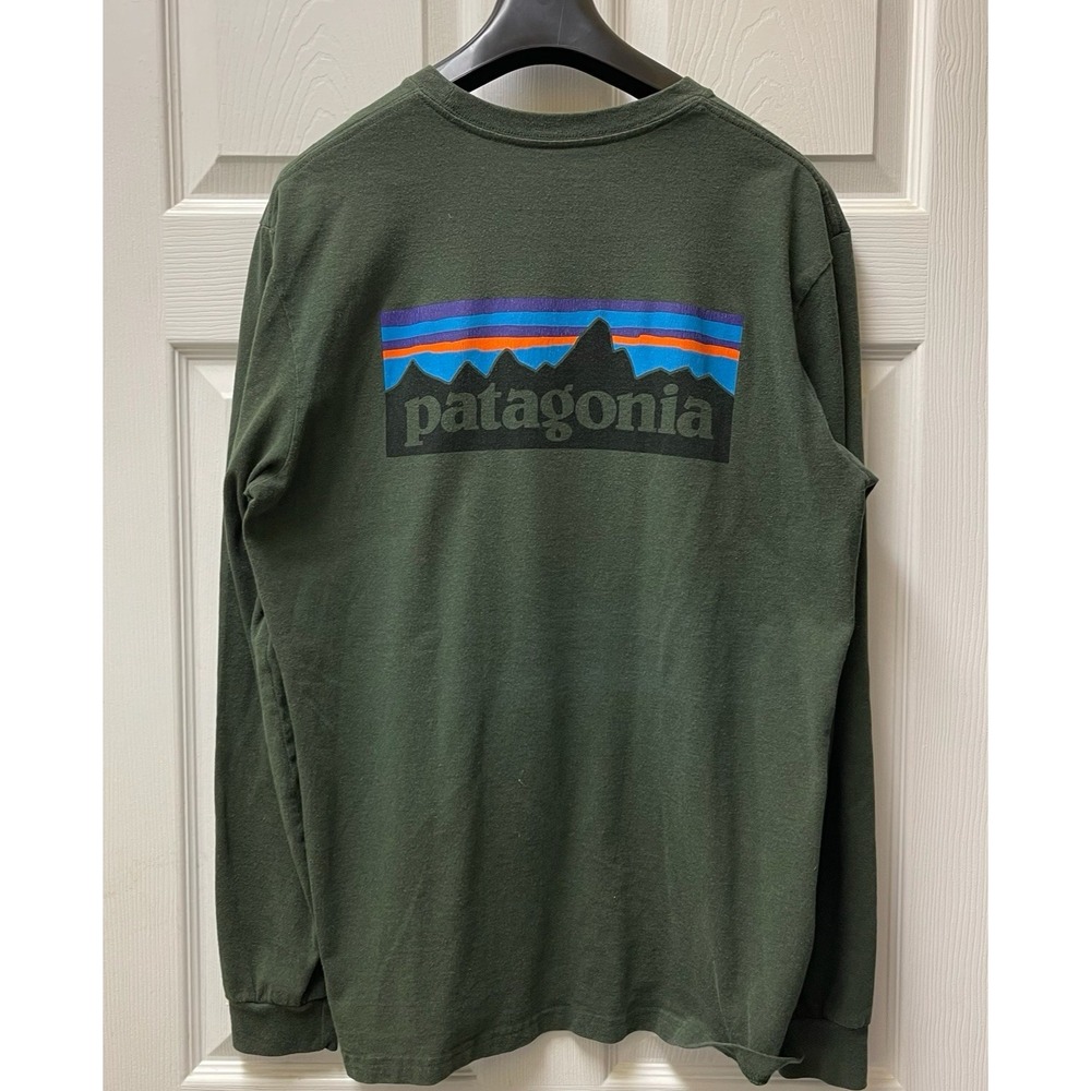 Patagonia Men's MED L/S Green Responsibili-Tee Logo Badge Graphic Recycled Reuse